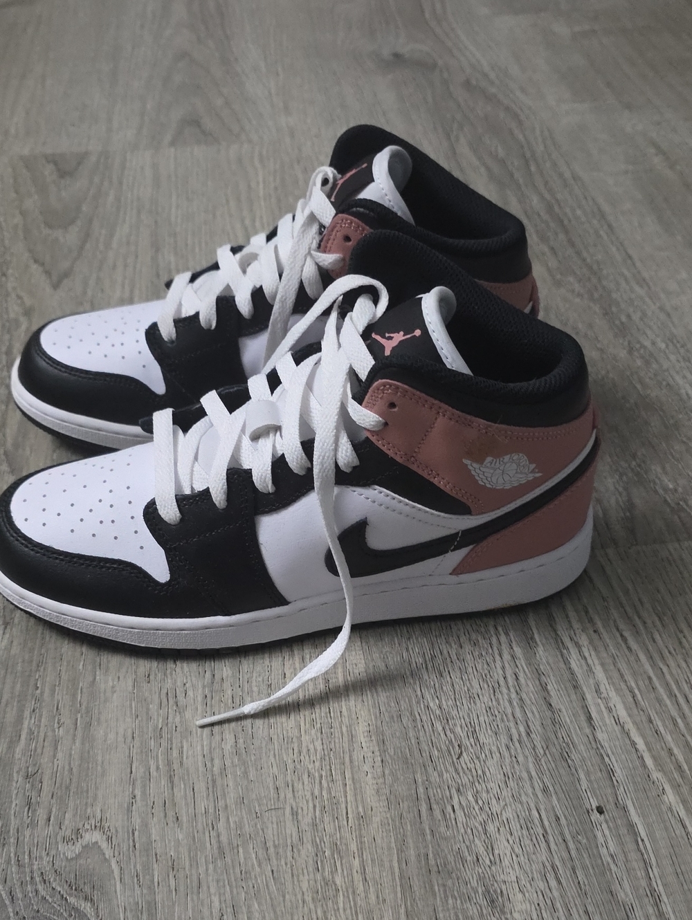 Jordan Women's Mid-Top Sneakers in White, Black & Dusty Rose